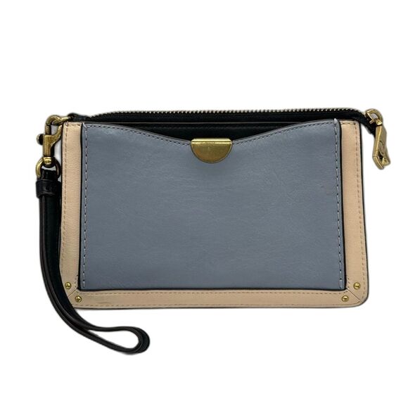 COACH Wristlet Tri-Color Leather Brass Hardware Zippered w/ Front Pocket - Picture 1 of 12